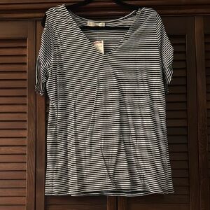 Black and White Striped Women's Top